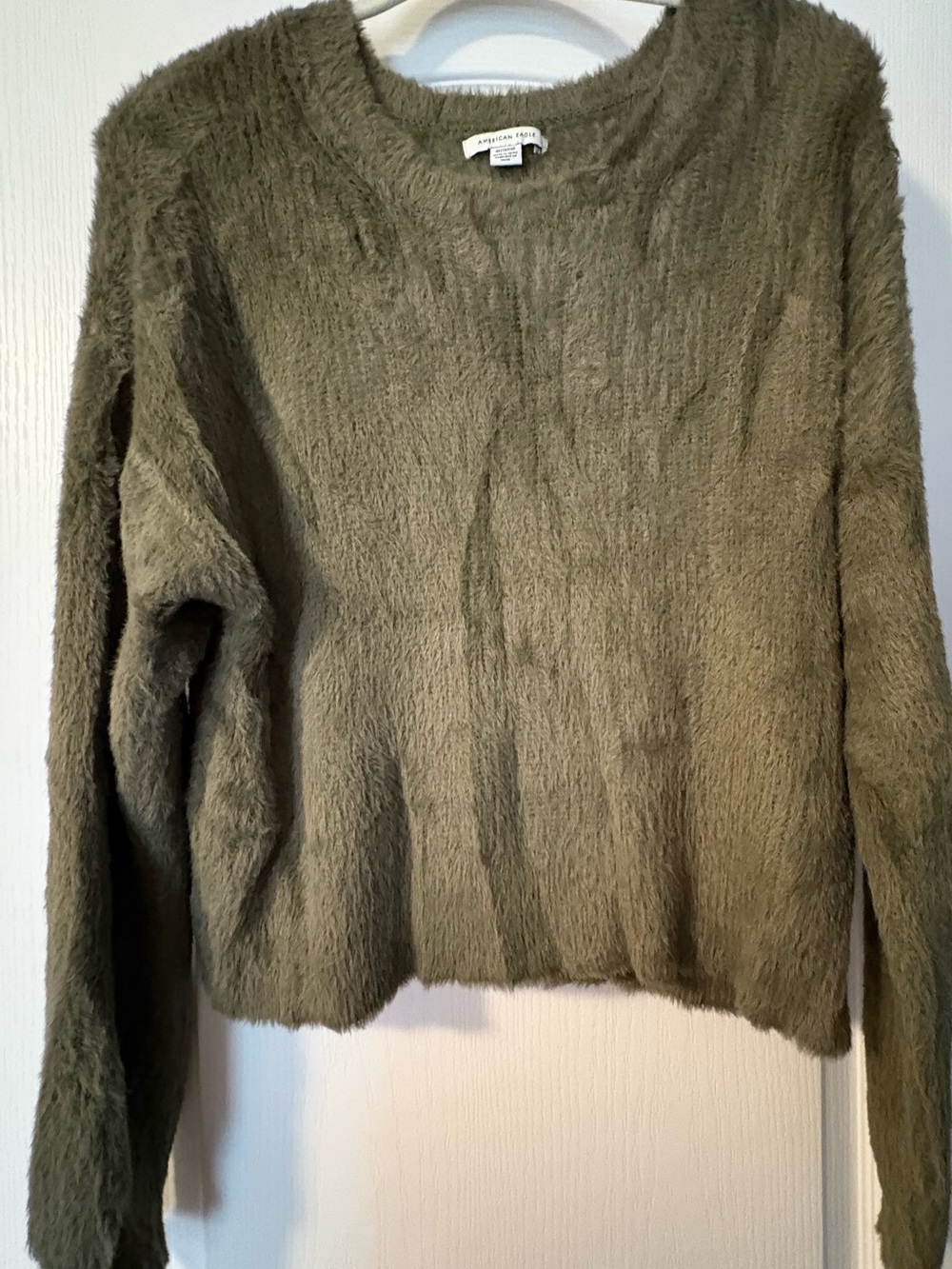American Eagle Outfitters Olive Green Fuzzy Pullover